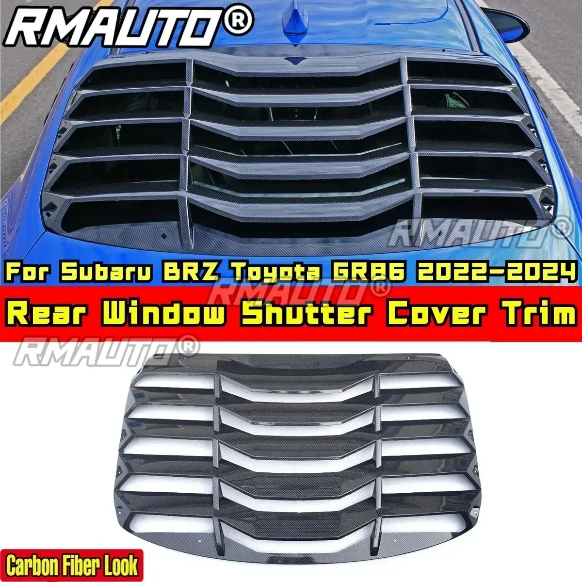 For Subaru BRZ Toyota GR86 2022-2024 Body Kit Rear Window Shutter Cover Trim Carbon Fiber Look Sport Style Car Accessories
