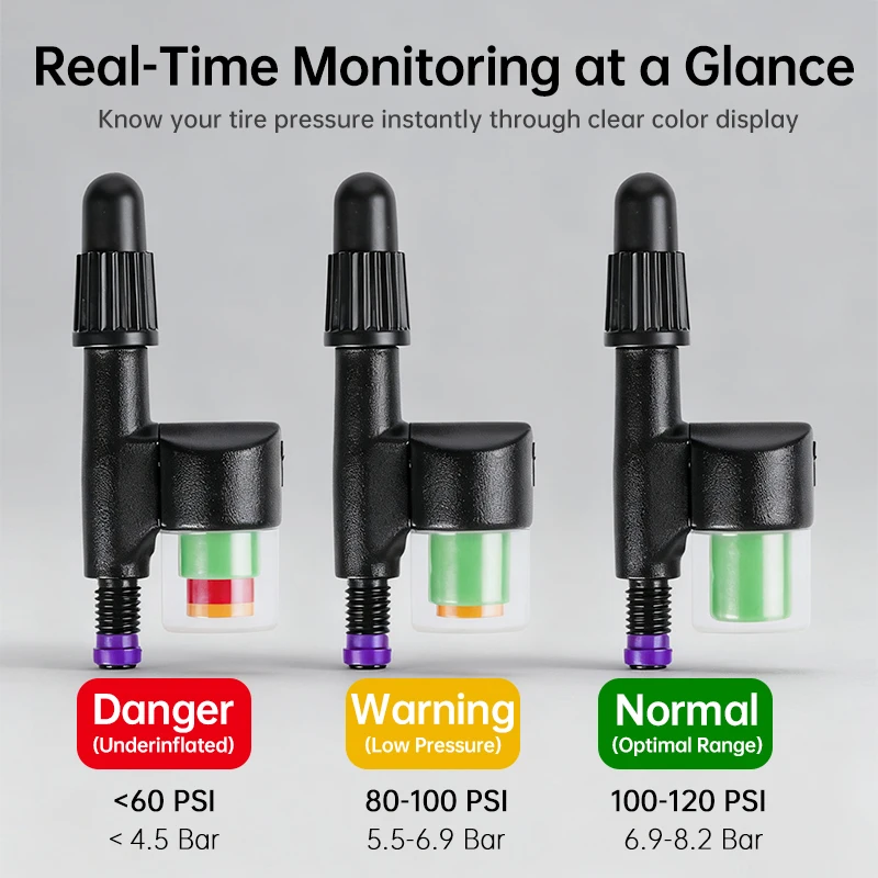 Road Bike and Mountain Bicycle Tire Pressure Monitor Presta Valve FV Cap(Includes Inner Liner)Low Tire Pressure Monitor