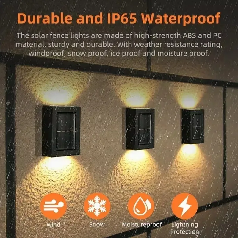Outdoor Waterproof Solar Up and Down Spot Lights, Sunlight Powered Street Wall Lamp for Garden Home Yard Decorative Lighting