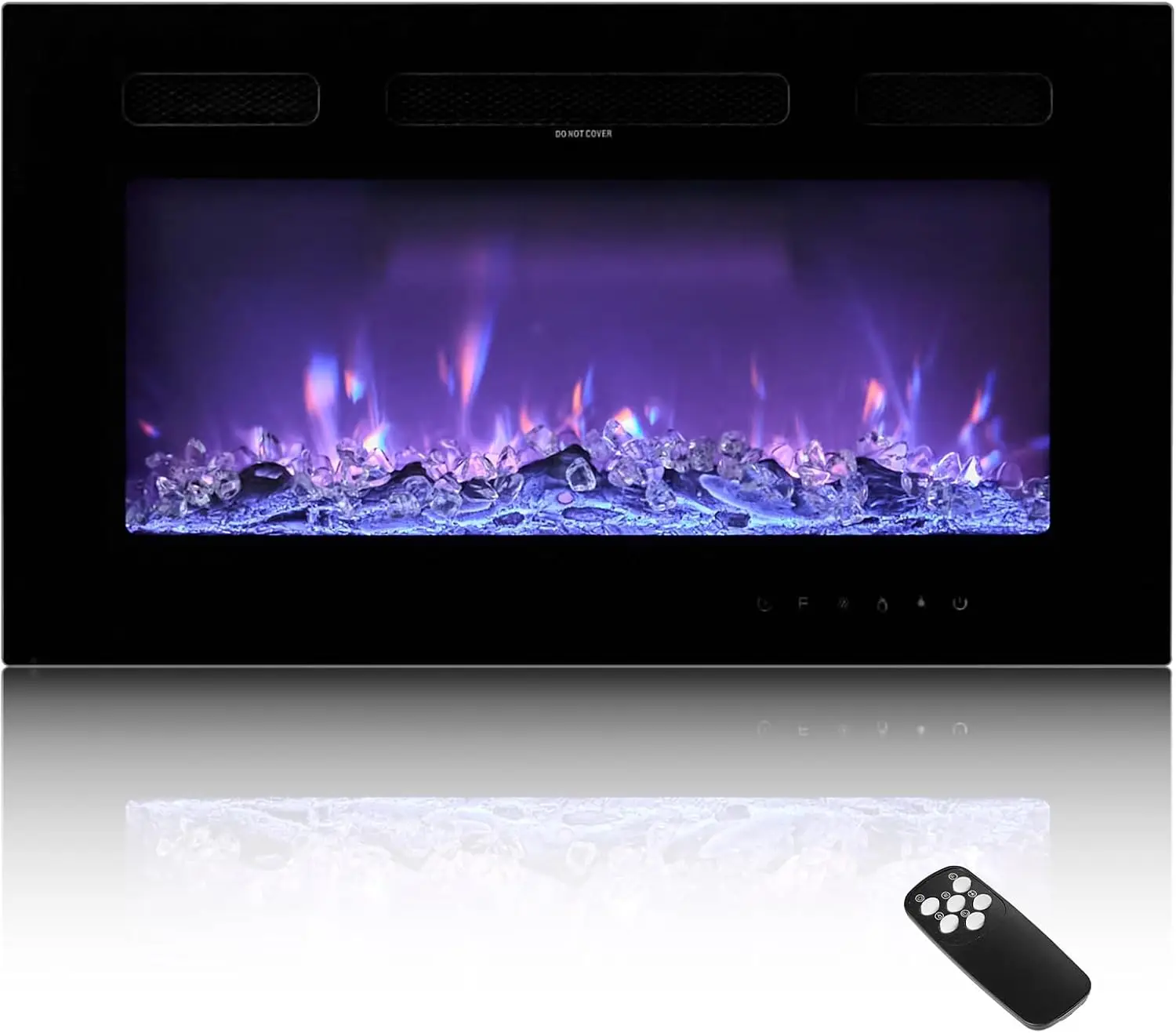42 inch Electric Fireplace, Wall Mounted Recessed Fire Place with Remote Control, Timer, 1500W, Adjustable Flame Color Brightnes