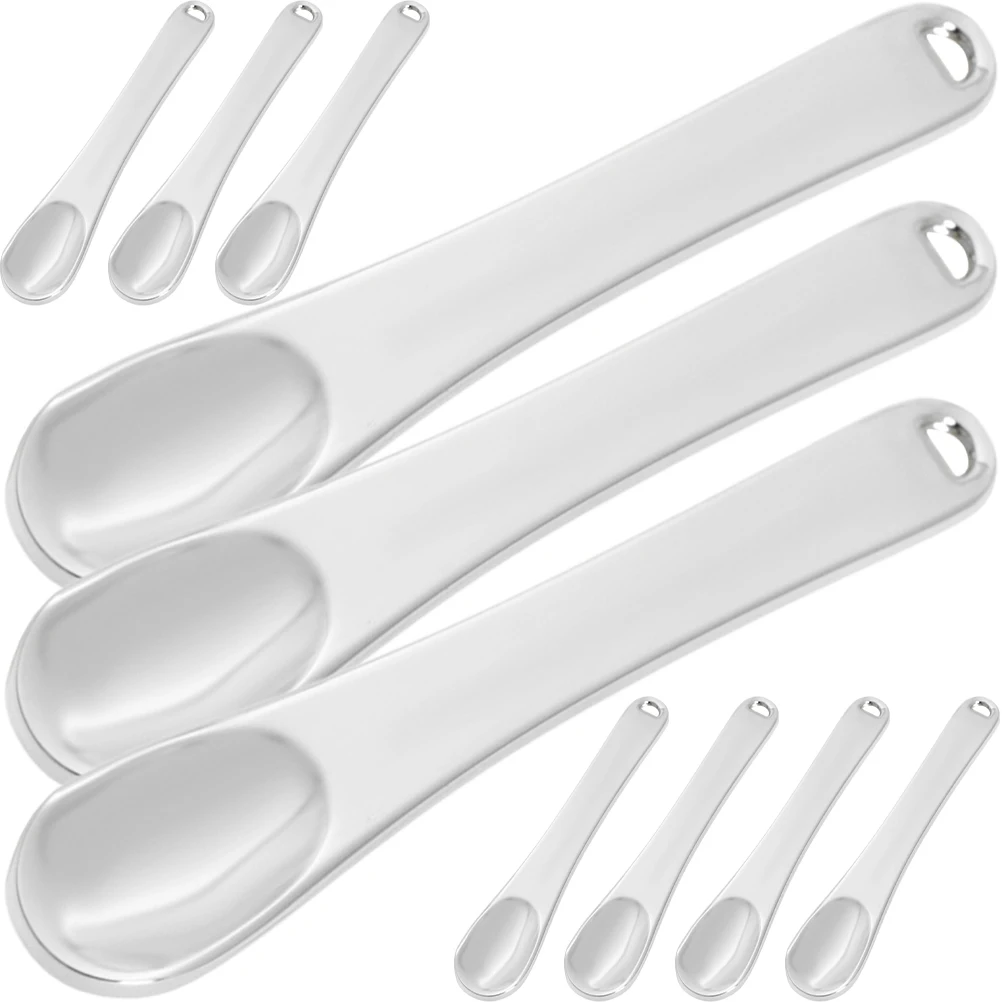 10pcs Eye Cream Spoons Alloy Skincare Spatula For Facial Mask Cream Dispensing Tool With Hanging Hole