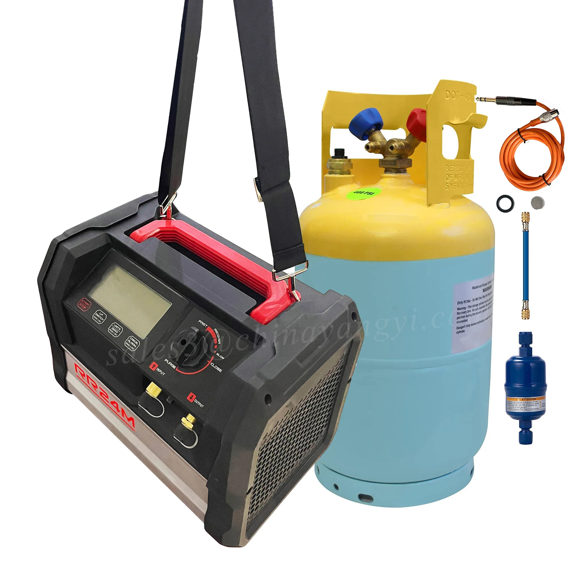 

2026 hot sale R134a/R32 Complete DC Recovery System Twin Cylinder Refrigerant Recycling Unit with 80% Overcharge Protection