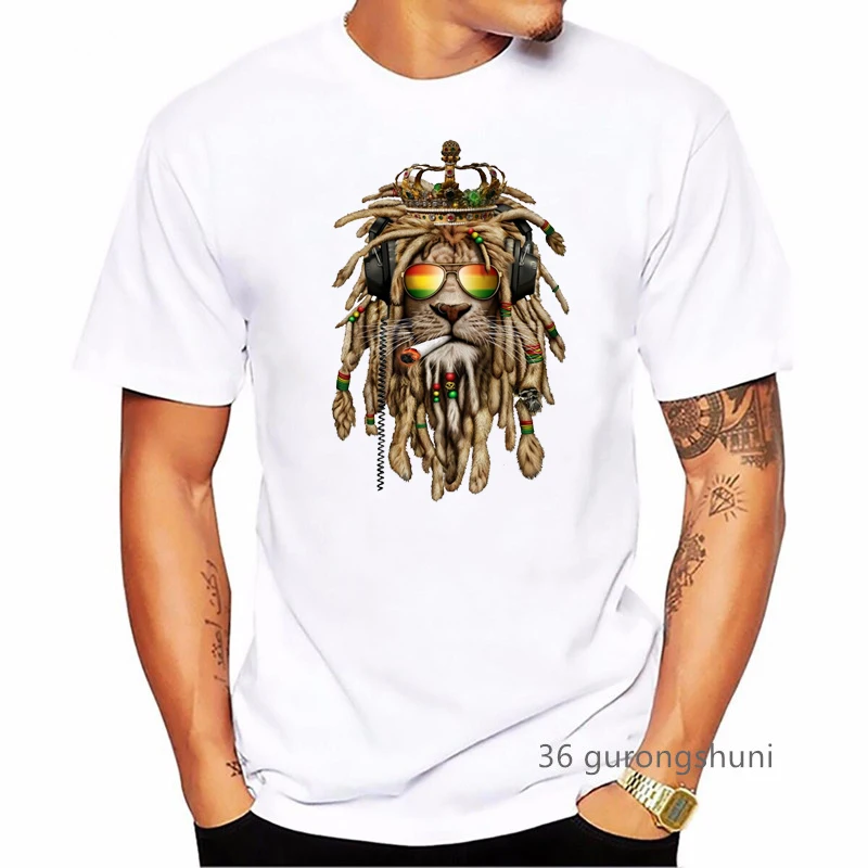 Funny Rainbow Lion Animal Print Tshirt Men Clothes 2023 Summer Fashion Short Sleeve T-Shirt Homme Harajuku Shirt