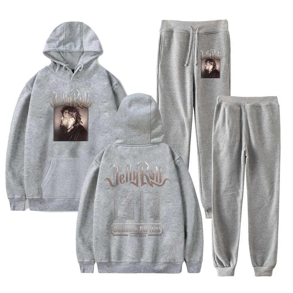 Jelly Roll Backroad Baptism Tour 2023 Profile Photo Hoodie Jogger Pants Two Piece Set Sweatshirts+Sweatpants Women Men's Set