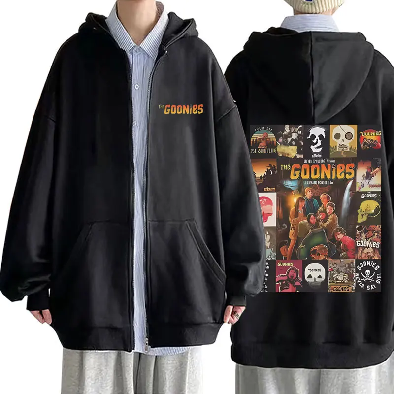 

Funny Movie The Goonies Never Say Die Cover Zipper Hoodie Skeleton Print Zip Up Hoodies Men Women Fleece Oversized Zip Up Jacket