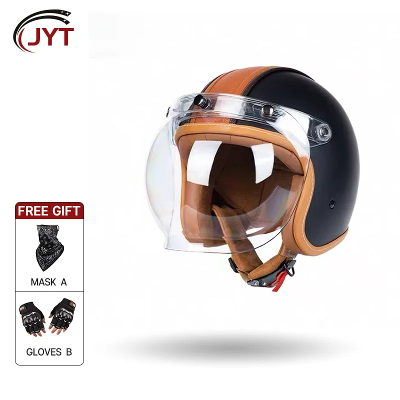 

DOT and ECE Dual Certified Three-quarters Motorcycle Helmet with Reinforced Chin Bar and Impact Absorbing EPS for Protection