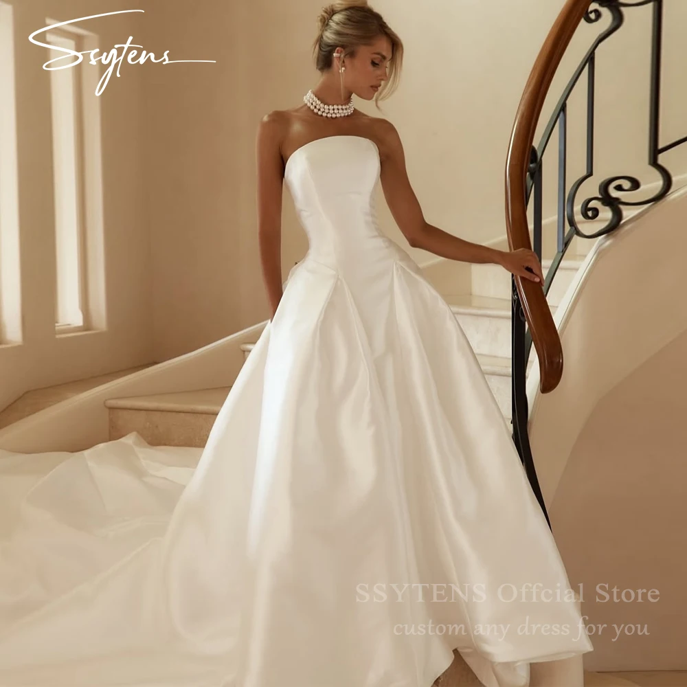 

SSYTENS Vintage Classic Wedding Dresses Customized Strapless Robe De Mariage Women Bride Dresses Bespoke Wedding Brides Gowns