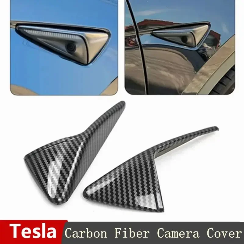 Copertura della fotocamera laterale in vera fibra di carbonio al 100% per accessori adesivi per pannelli in foglia Tesla Model 3 Highland 2024