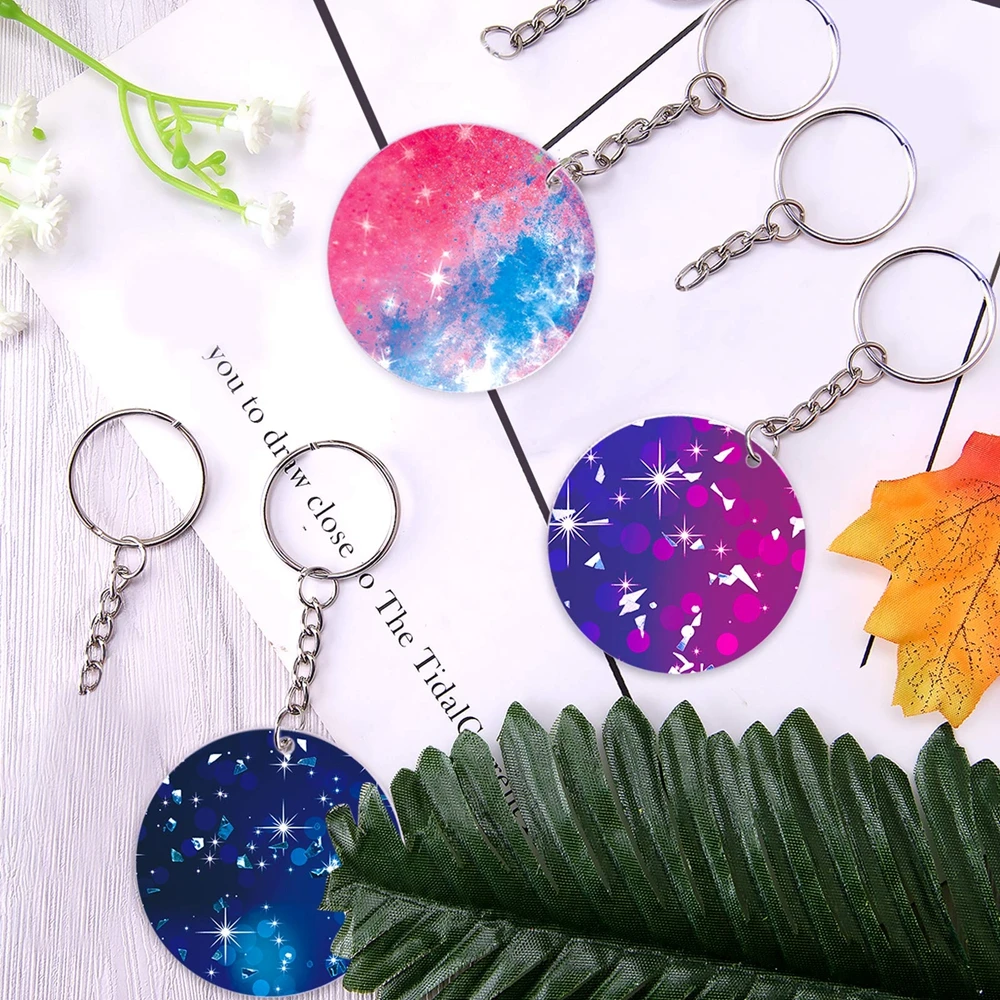 90pcs Acrylic Keychain Blanks Clear Round Acrylic Ornament Blank 2 Inch Acrylic Circle Discs with Key Chain Rings for DIY Craft