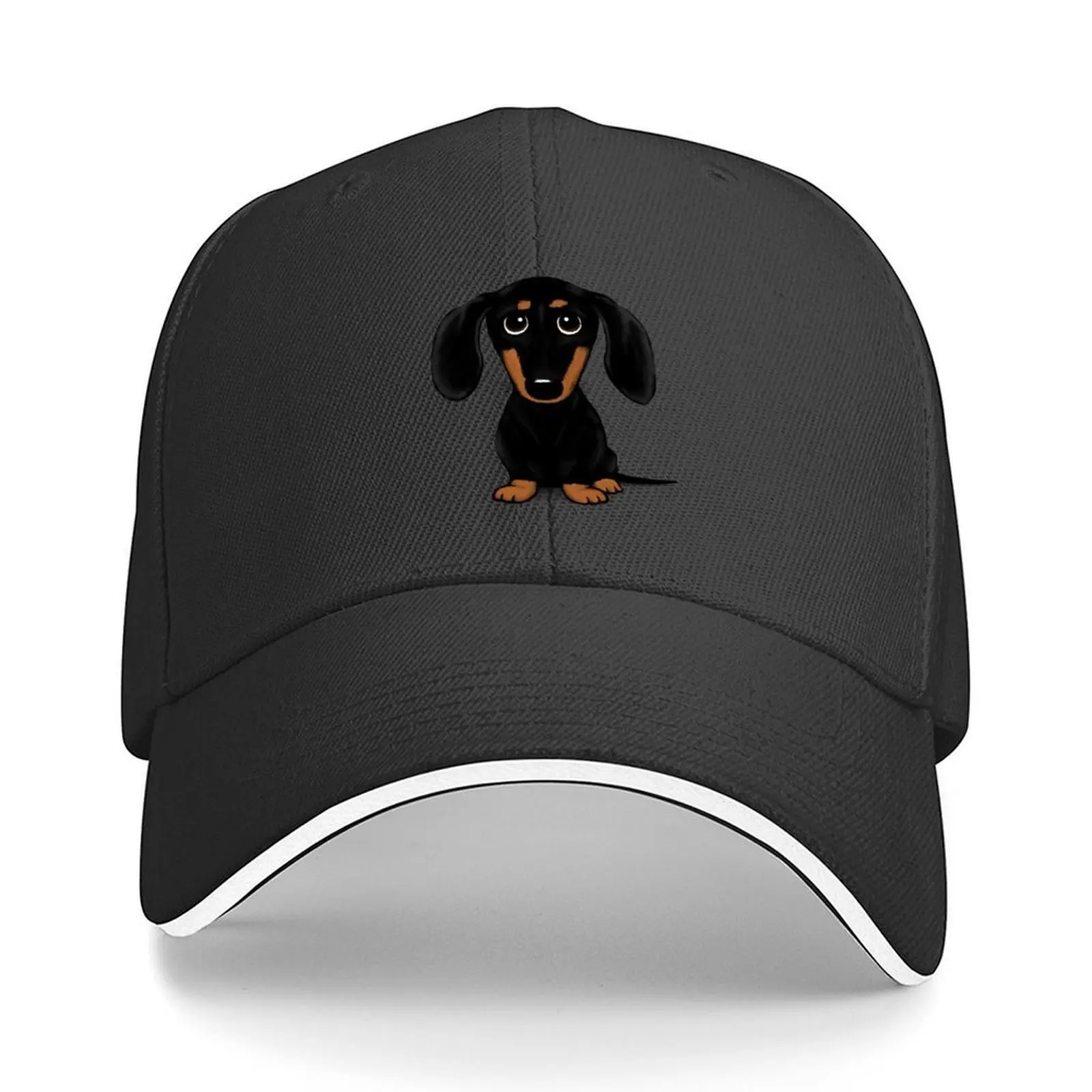 Cute Black and Tan Smooth Coated Dachshund Cartoon Dog Baseball Cap derby hat summer hat Winter hat party Hats Woman Men's