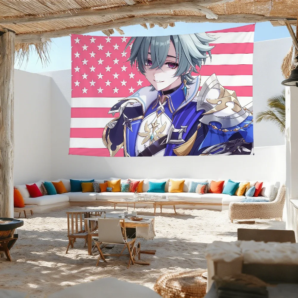 Genshin Impact Lohen Flag For Outdoor Camping Bar Picnic Party Home Decoration Ornaments Banner