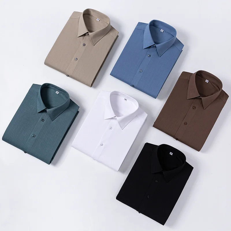 4XL Bamboo Fiber Office White Shirt Men's Long Sleeve Easy Care Anti-Wrinkle Men Shirt Long Sleeve Slim Fit Casual Camisa Social