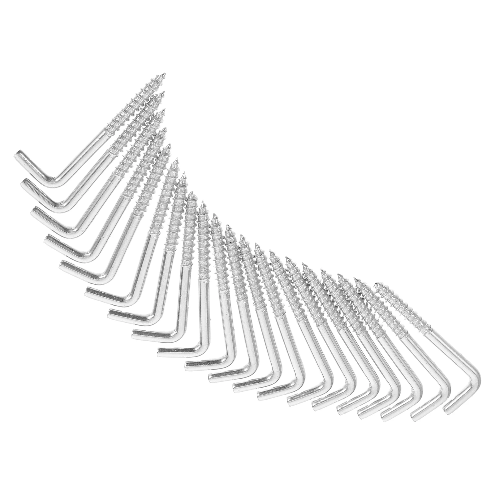 

20 pcs L Shaped Hooks Galvanized Steel Heavy Duty Hangers Screw Eyelet Metal Hardware Bathroom Kitchen Use Picture Frame Mount