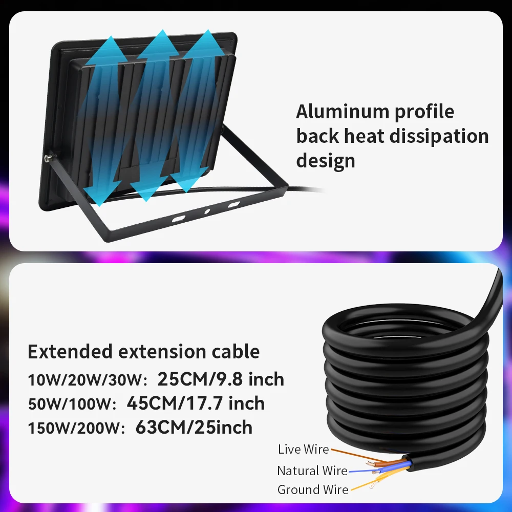 Światło halogenowe RGB 100W 50W 30W 20W 10W Reflektor RGB IP66 Wodoodporny reflektor LED 220V Lampa projektorowa Zewnętrzne oświetlenie ogrodowe