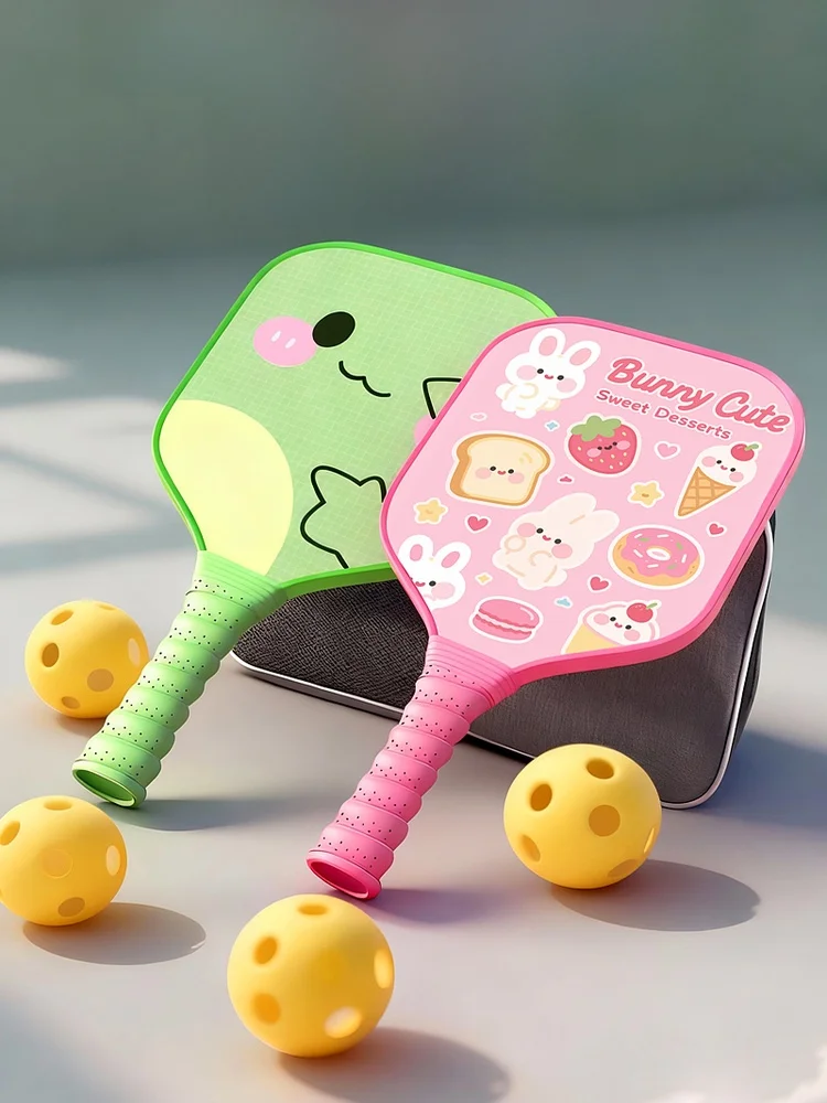 子供用ピクルボールラケットセット初心者向けカーボンファイバープロ仕様ピクルボールパドル（バッグ付き）グラスファイバー表面uvプリント