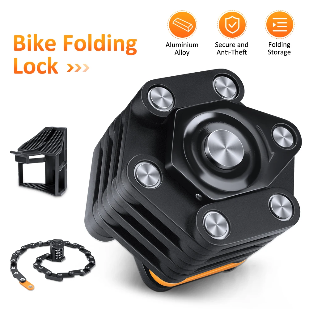 

Foldable Bike Lock Alloy Steel Anti-theft Safety Lock Combination Lock Heavy Duty Chain Lock Cycling Accessory