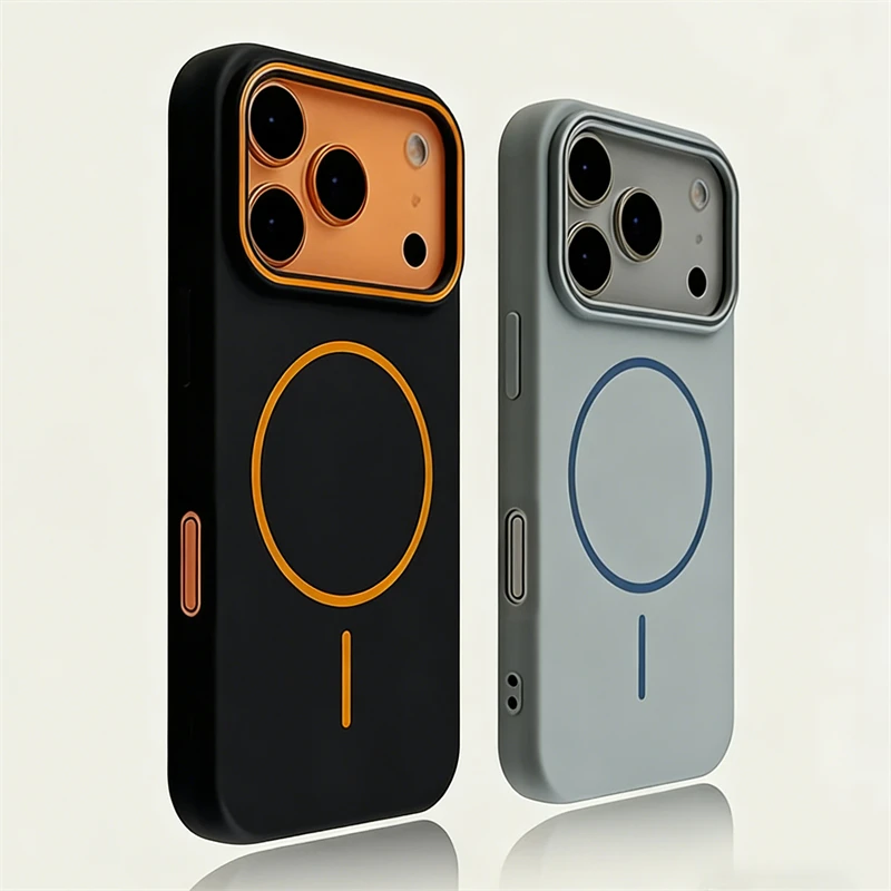 Funda Magnética Mate de Lujo para Carga Inalámbrica Magsafe, Funda de TPU Suave para iPhone 17 16 15 14 13 12 11 Pro Max Air Plus, Funda de Silicona