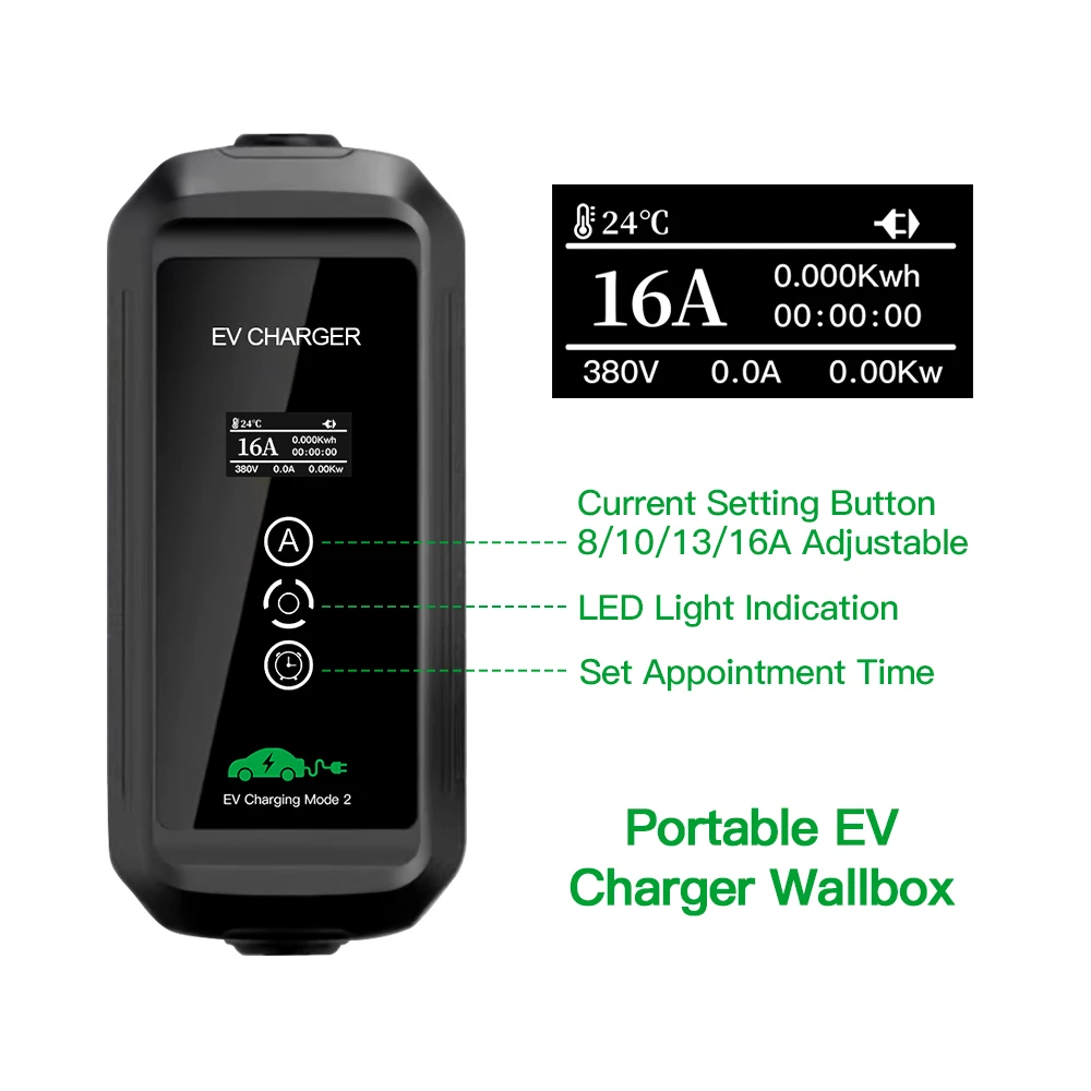 ISIGMA EVSE Charging Box Electric Car Charger CEE Plug Electric Vehicle Charger 11KW 16A Type2 EV Portable Charger