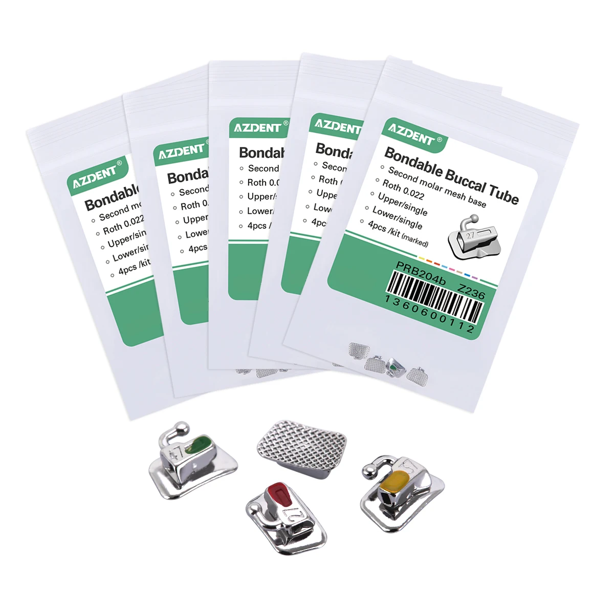 5 Packungen AZDENT Dental Kieferorthopädische Bukkalröhrchen 1. 2. Molarenzähne Mesh Base Nicht umwandelbar Bondable Roth MBT Edgewise 022/018 – Detail 13
