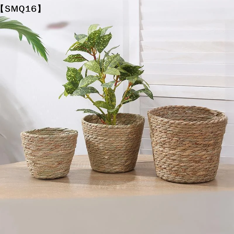 1Pcs Planter Basket Flower Pot Basket Rattan Straw Grass Woven Flowerpot Mini/S/M/L Furniture Decor For Garden Terraces【SMQ】