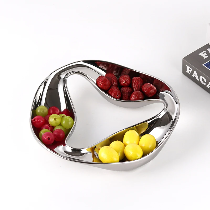 

Home Decor Bathroom Luxury Food Bowls Silver Interior Table Living Room Fruit Plate Resin Serving Storage Tray