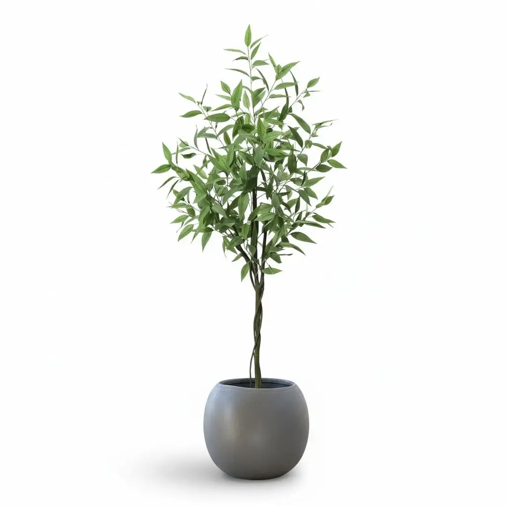 Albero di eucalipto artificiale realistico in vaso, facile da mantenere - Foglie di seta - Decorazione per interni ed esterni - 120 cm