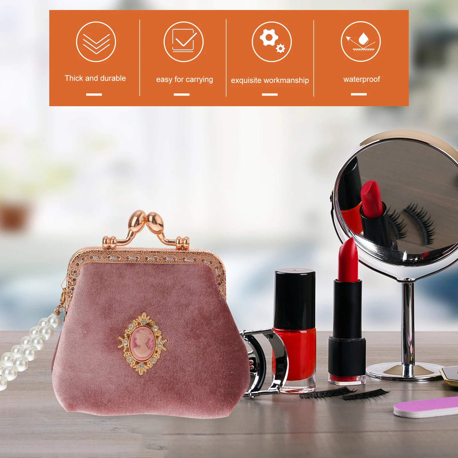 

1 Piece Elegant Vintage Coin Pouch Premium Small Wallet for Women Palace Inspired Design Portable Lightweight Purse for School