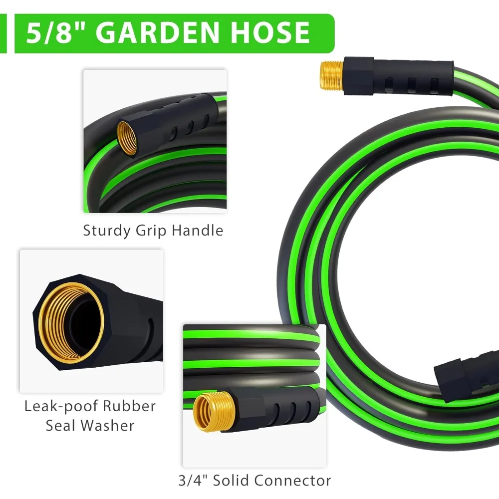 Snugnмебель садовый шланг 100 футов X 5/8 дюйма, повышенная эксплуатация, легкий вес, гибкий водяной шланг с 3/4 дюйма Твердые фитинги для любых погодных условий на открытом воздухе