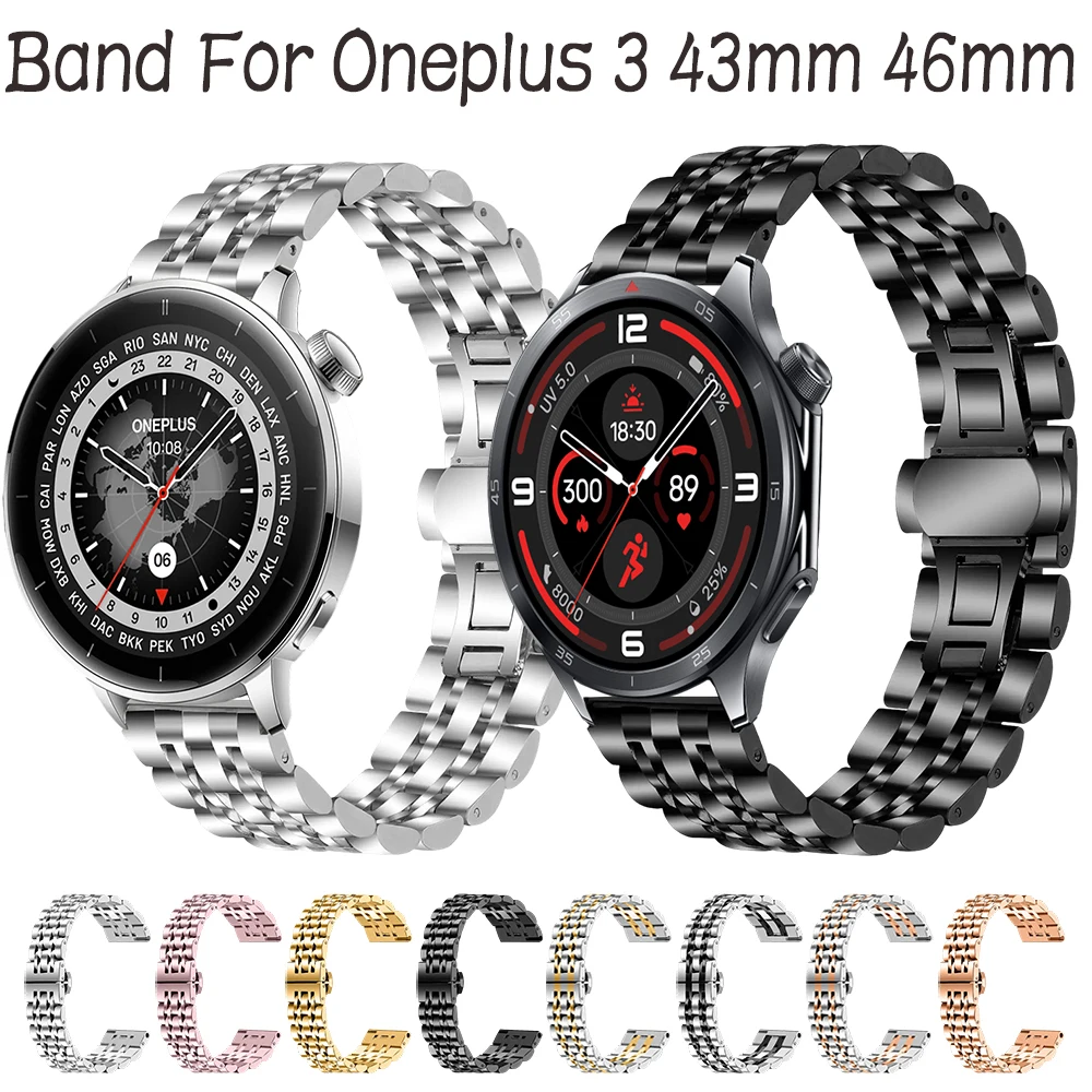18 22mm Stainless Steel Band for OnePlus Watch 3 46mm/43mm Classic Fashion Business men women Replacement wristband