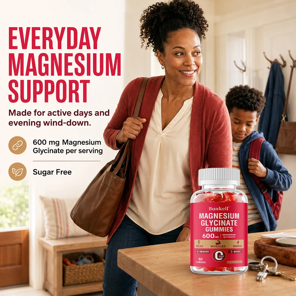 High Absorption Magnesium Glycinate Gummies  for Sleep, Brain, Nervous System, Bone, Muscle, Relieve Anxiety Heart Health