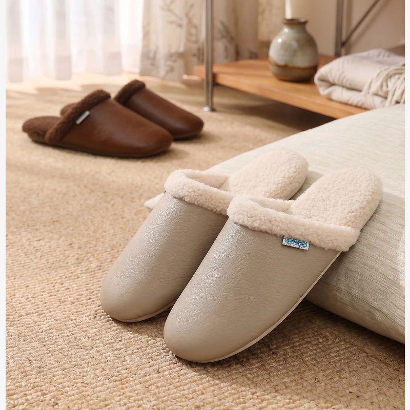Light Plush Cotton Slippers Comfort Indoor House Shoes Anti Slip Bottom for Bedroom Household Winter Relax Wear