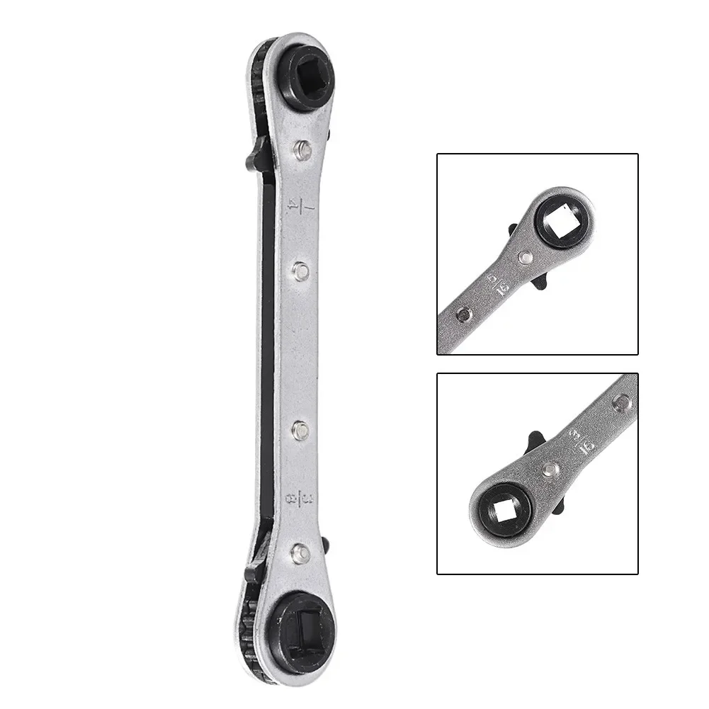 

Double End Ratchet Wrench 1/4" 3/8" 3/16" 5/16" Port Valve HVAC/Refrigeration Spanner Tool Square Socket Torque Wrench
