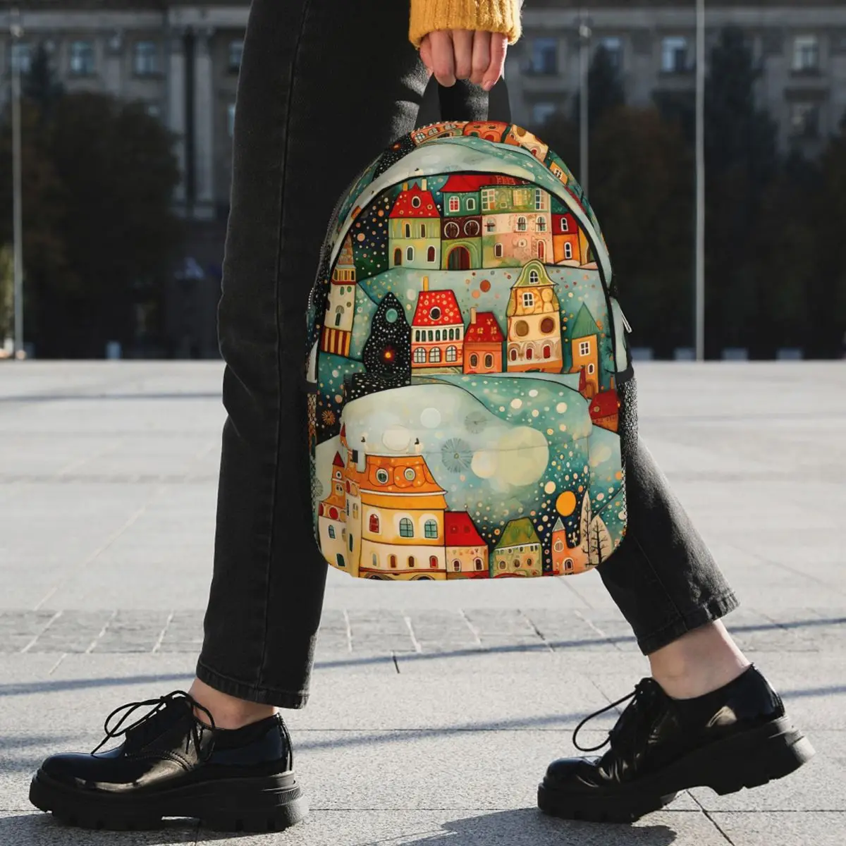 Enchanting Fairy Tale Town Print Backpack Student BookBag Kids School Bag Laptop Shoulder Bags for Boys Girls