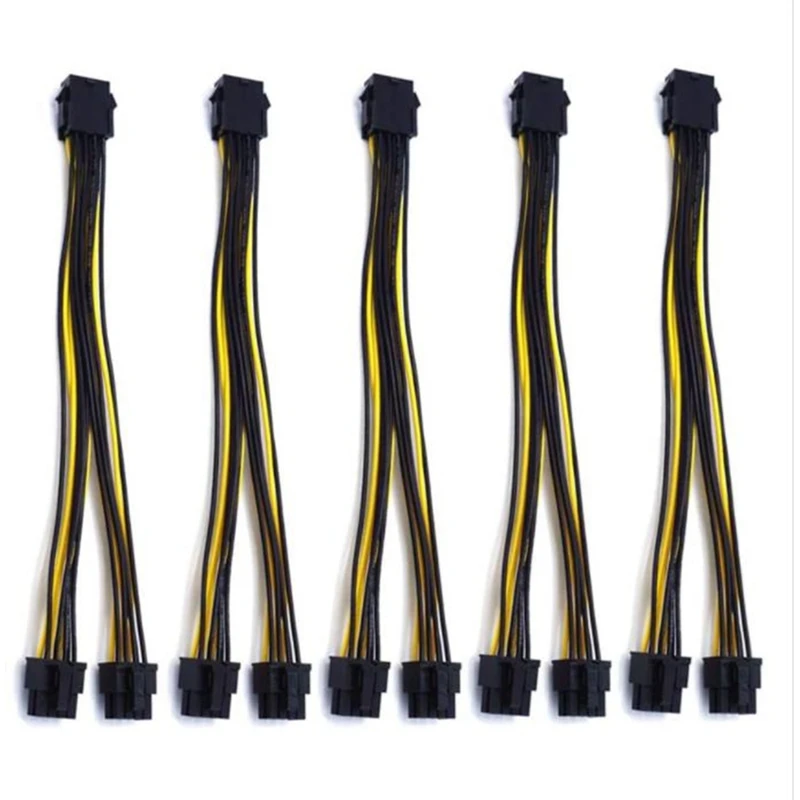 10Pcs 8 Pin PCIE To Dual PCIE 8 (6+2) Pin Power Cable Motherboard Graphics Card PCI-E GPU Power Splitter GPU Power Cable