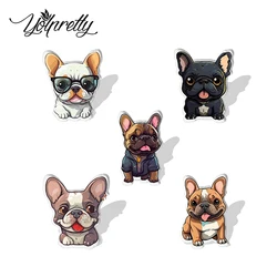 2023 Cartoon Cute French Bulldog Pattern Acrylic Resin Epoxy Brooches Bages Icon Jewelry Accessories