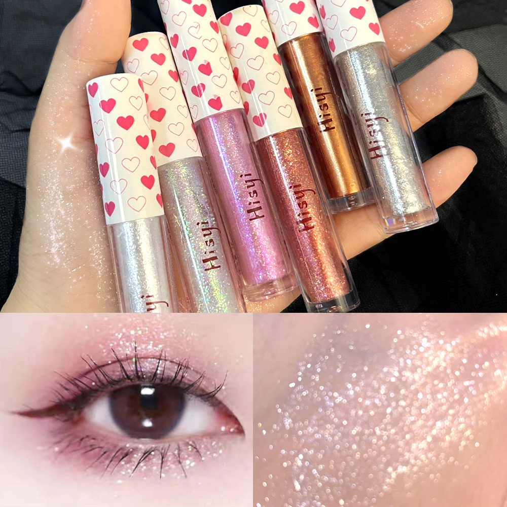 Fard à barrage liquide scintillant, fard à barrage léger, imperméable, paillettes, eye-liner couché, surligneur de vers à soie, maquillage des yeux, cosmétiques