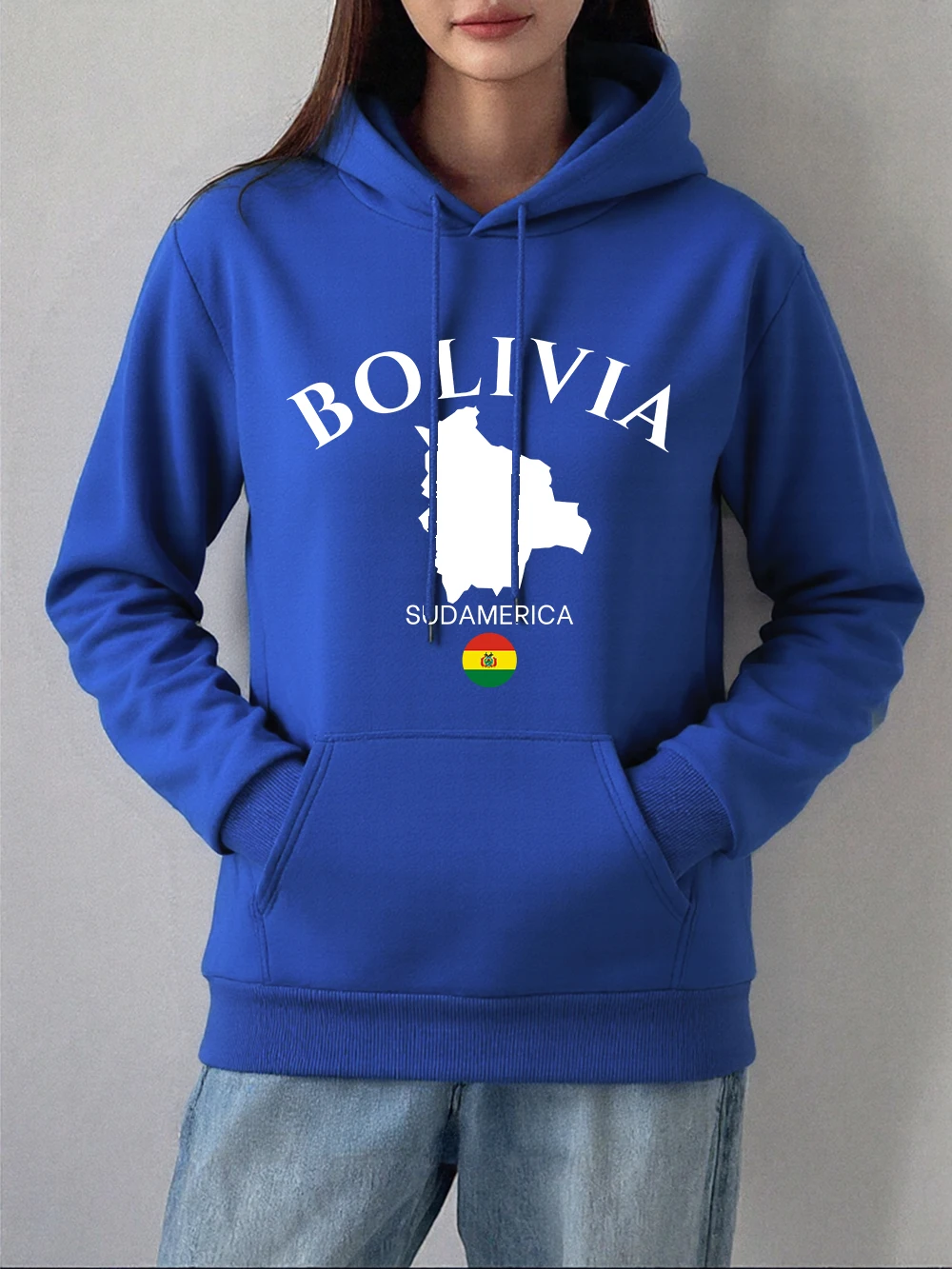 Bolivia Sud America Printing Hoodies Women Autumn Fleece Warm Sweatshirts Basics Pocket Pullover Casual Loose Womans Clothes