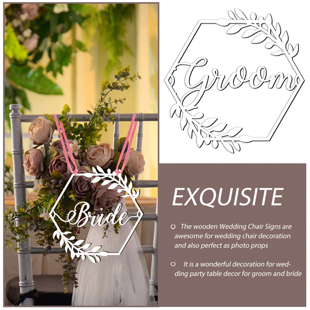 

1Set Wooden Wedding Chair Signs Bride Groom Seat Decorations for Ceremony Reception Engagement Party Supplies Chair Sign