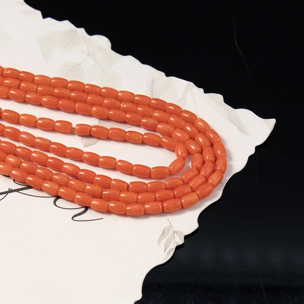 الصف 4x6 مللي متر المرجان الطبيعي الخرز ستراند البرتقال خرزة مباعدة رائعة شكل دلو لصنع سوار ذاتي الصنع قلادة القرط #2