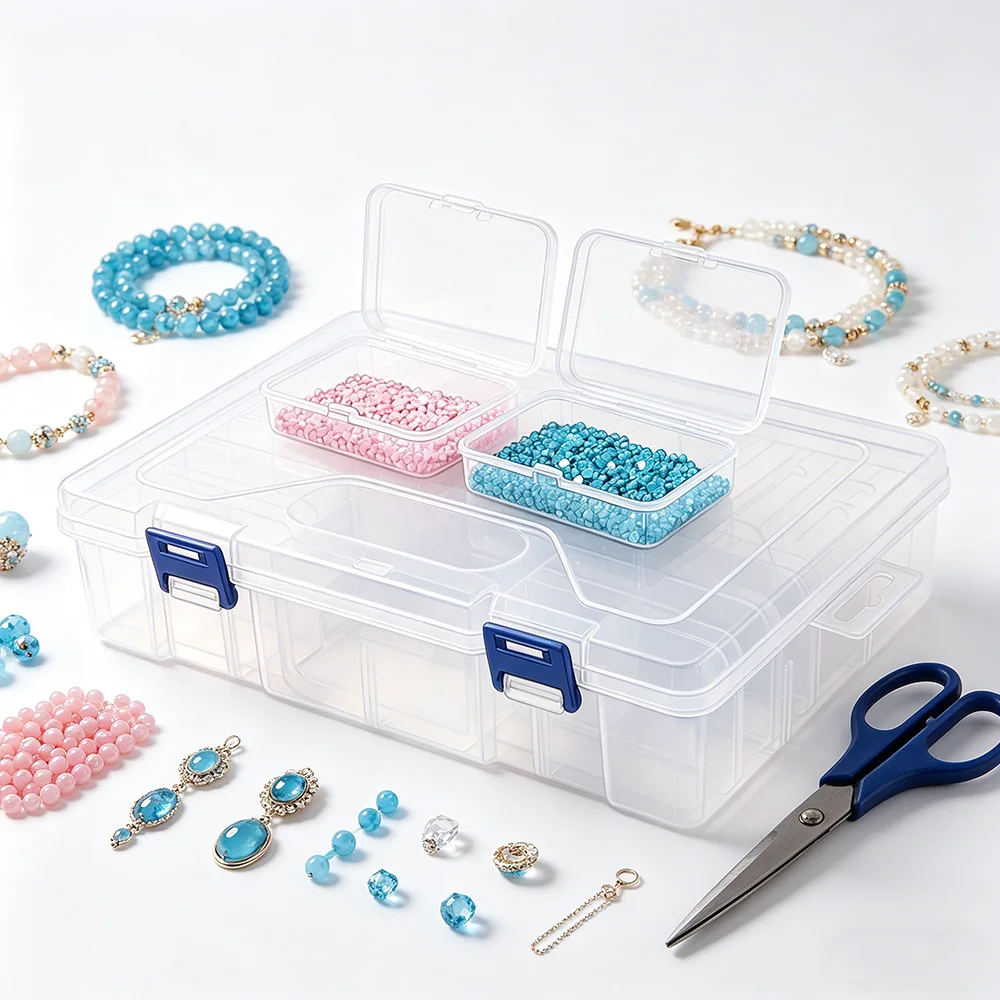10/19/24/30 Grids 1 Set DIY Beading Diamond Paint Crafts Transparent Plastic Storage Box, Art Embroidery Rectangular Describe view 4