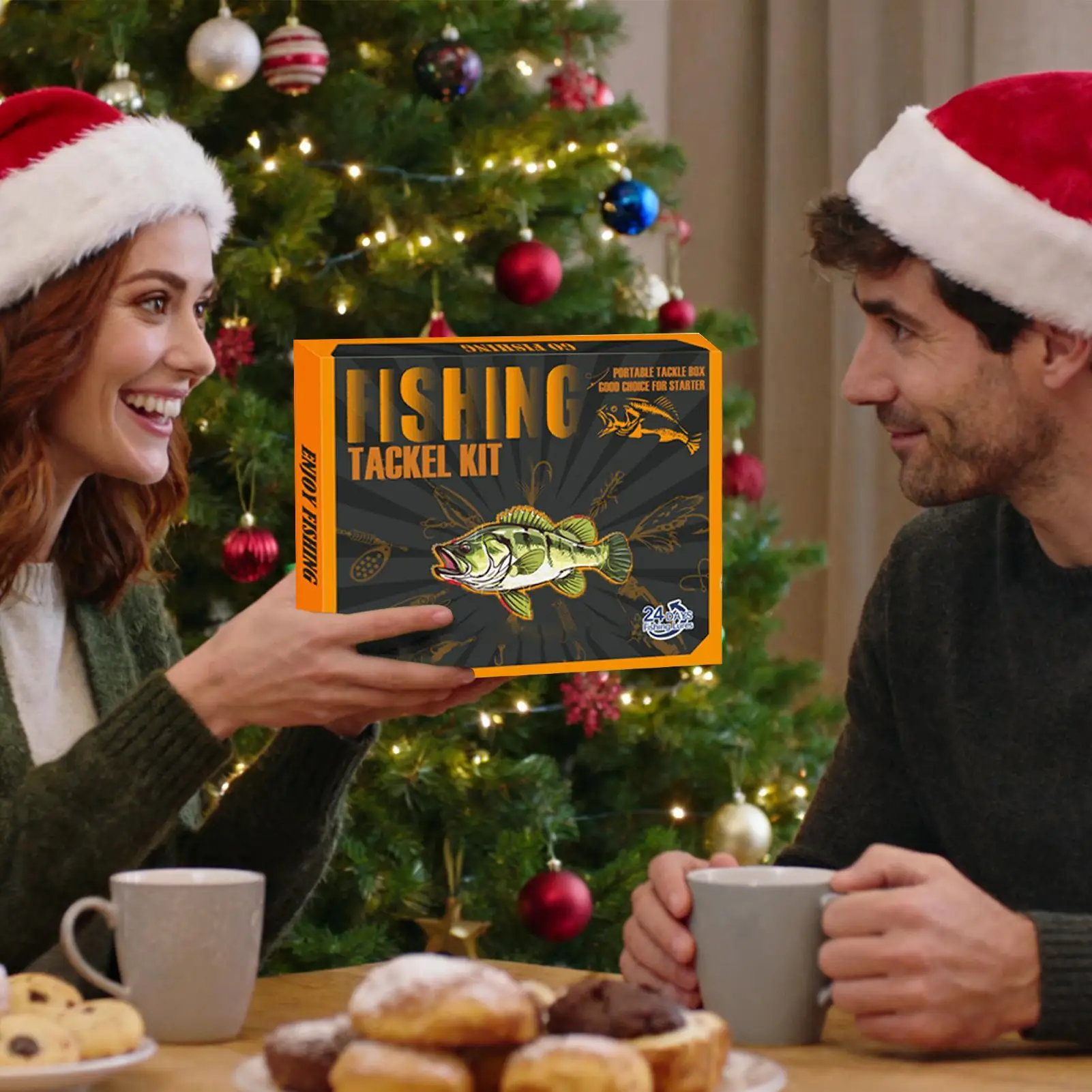 クリスマスカウントダウンカレンダー-リアルな釣り道具-クリスマスまでの24日間のカウントダウン-釣りルアー-家族、友人、ティーン、父親向け