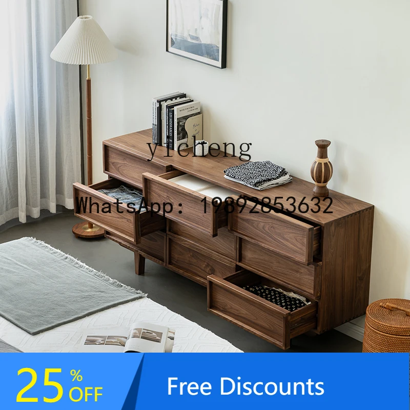 solid wood chest, bedroom, bedside storage locker, living room against the wall, drawer type nine chest cabinet