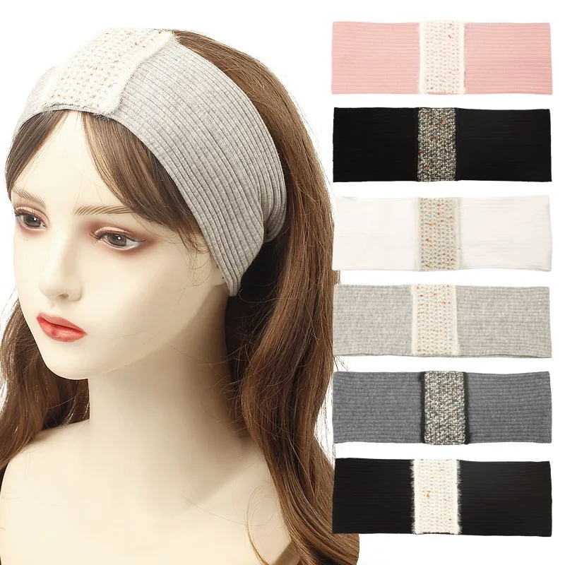 Woman Colorful Webbing Ribbed Headbands Headwear Boho Soft Elastic Cotton Hair Band Accessories Party Turban