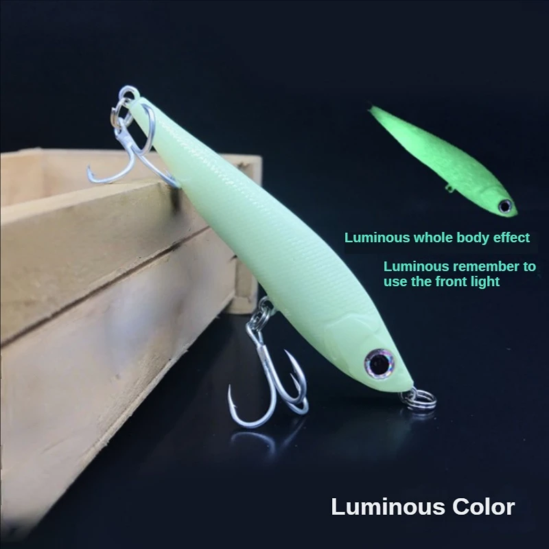 1Pcs 3D Luminous Night Fishing Bait 7cm 8g Bass Minnow Lures With Treble Hooks Artificial Hard Crankbaits Pike Carp Pesca Tackle