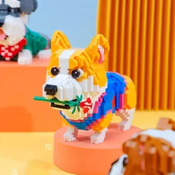 Micro Animal Pet Building Blocks Set Model Cute Cat Puppy Adult Ornaments Creative Classic Children Educational Toy Holiday Gift