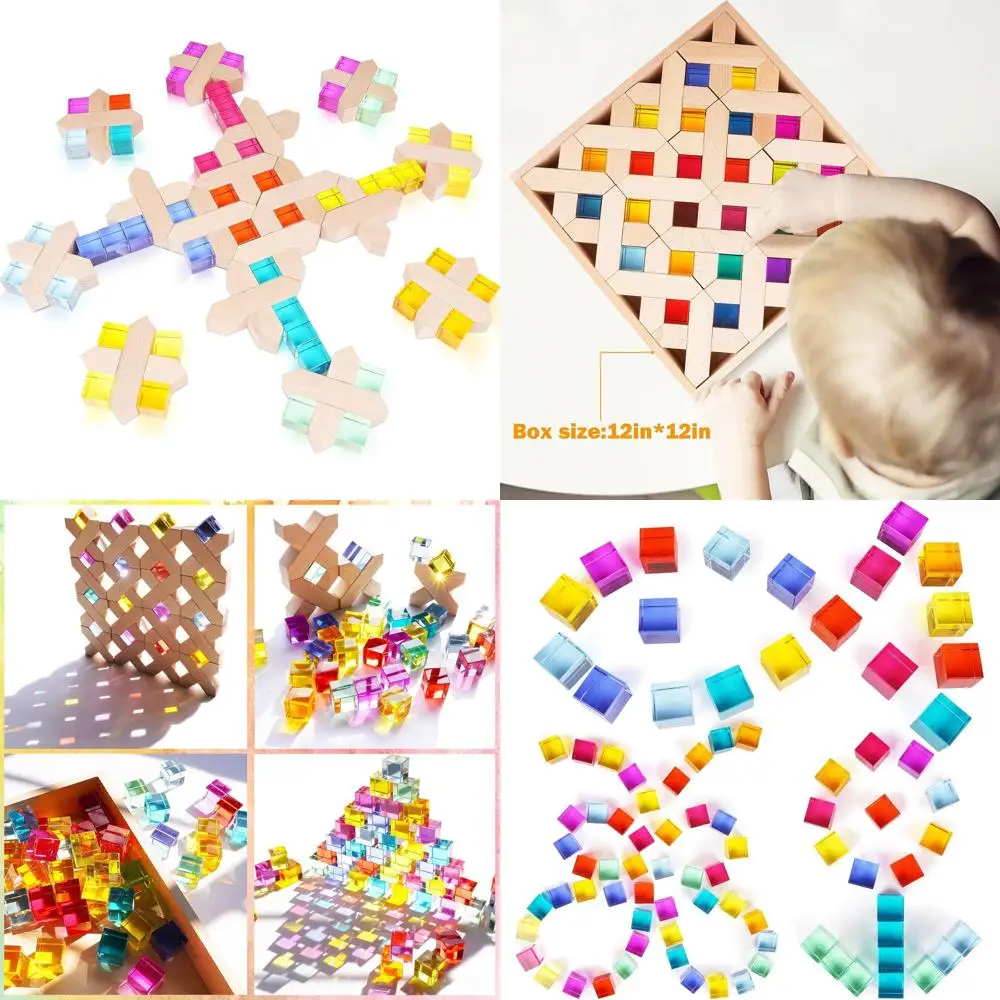 Impilatore arcobaleno Montessori in legno colorato - Giocattolo educativo con blocchi di gemme da 80 pezzi per i più piccoli