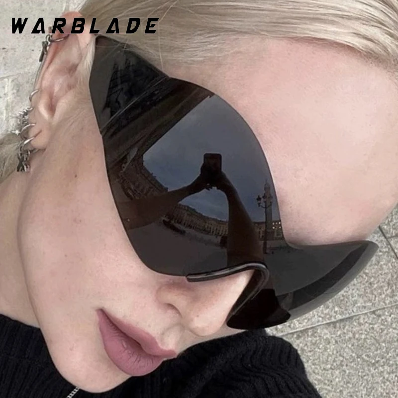 Cyberpunk One-Piece Y2K Women Sunglasses Cool Design Oversized Frame Men Sunglass Outdoor Mountain Bike Windproof Goggles UV400
