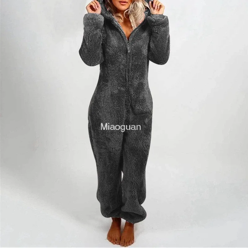 Jumpsuit Women 2023 Autumn Winter New Thickened Hooded Jumpsuit Elegant Overalls for Woman Full Length for Women One Pieces Lady