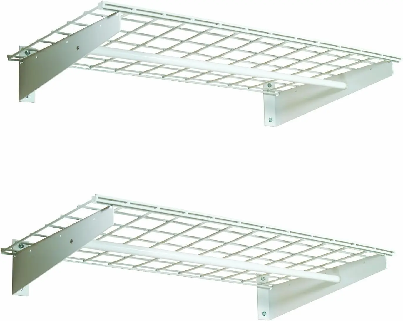

Heavy Duty Steel Wall Shelving, 36x18 Inch Adjustable with Hanging Rod, Max Load 200 lbs, White Finish