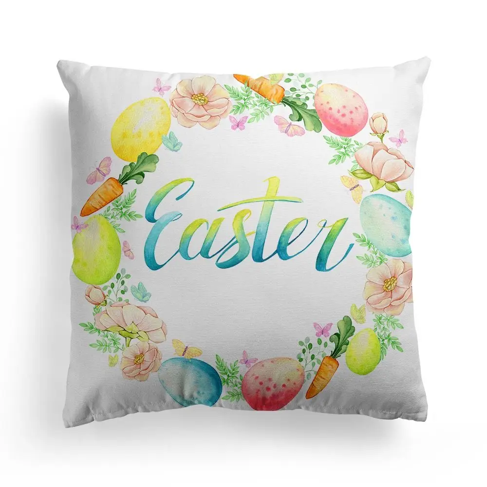 Spring Easter Pillow Covers Bunny 18 X 18 Inch Throw Cushion Covers Decorative Home Decorations Square Pillowcase Easter